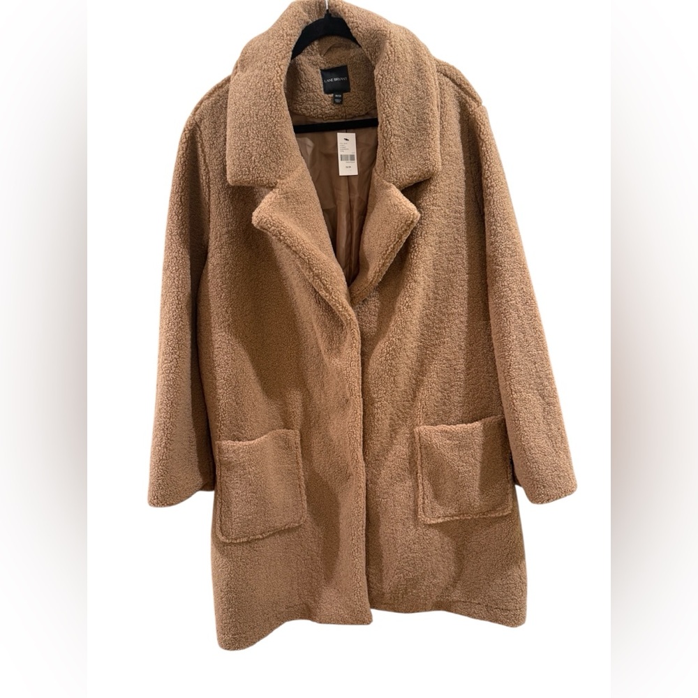 NEW Lane Bryant Camel Faux Fur Teddy Jacket ~ Size 26/28